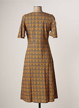 Robe mi-longue imprimé fantaisie manches courtes marron LA FIANCEE DU MEKONG femme