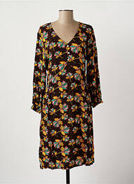 Robe mi-longue imprimé fleurs manches longues noir LA FIANCEE DU MEKONG femme