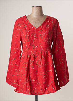 Blouse imprimé fantaisie manches longues rouge LA FIANCEE DU MEKONG femme
