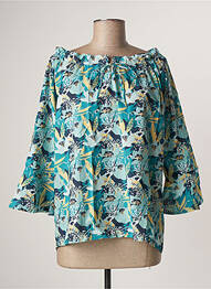 Blouse imprimé fleurs manches 3/4 bleu LA FIANCEE DU MEKONG femme