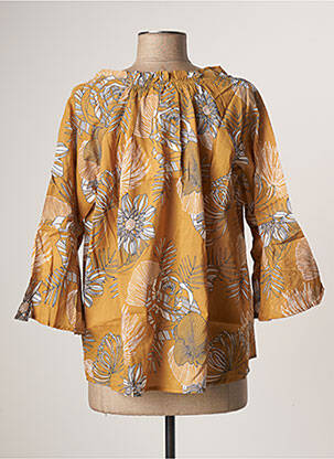 Blouse imprimé fleurs manches 3/4 marron LA FIANCEE DU MEKONG femme