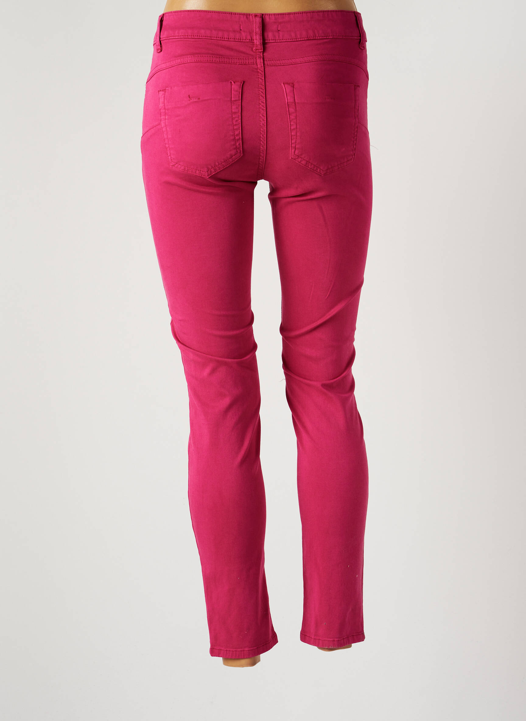 CARACTERE Jeans coupe slim de couleur rose en soldes pas cher 2002525 rose00 Modz