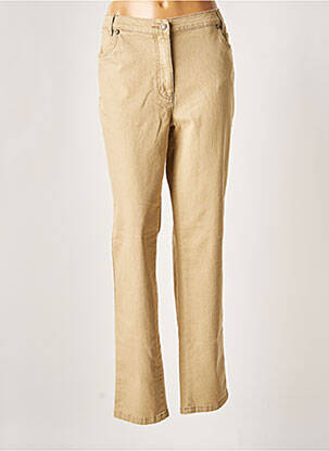 Jeans coupe slim broderie rivets taille normale beige ADELINA BY SCHEITER femme