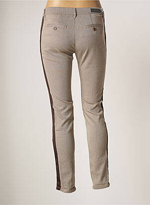Pantalon chino broderie galons latéraux taille basse marron REIKO femme