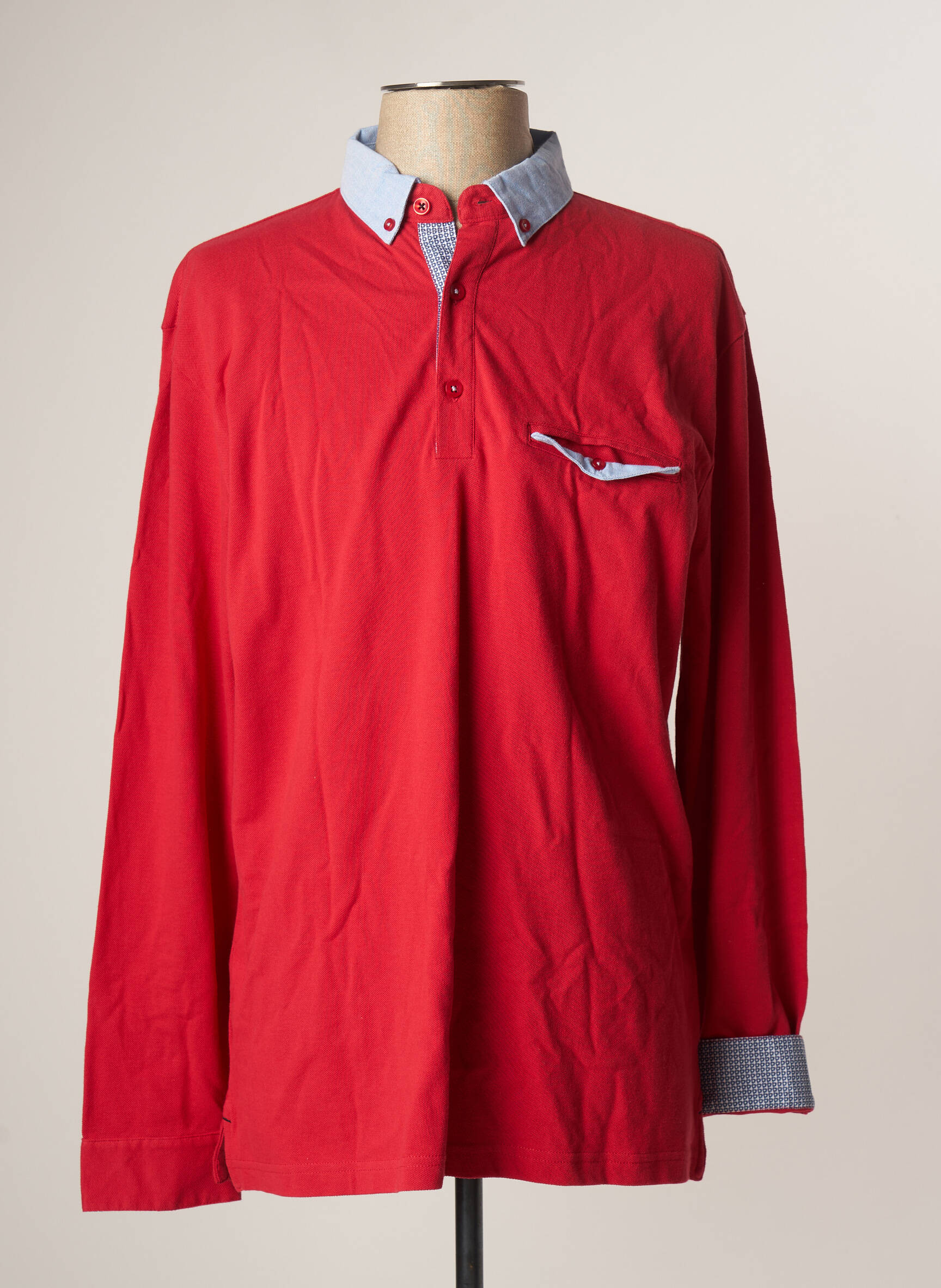 Polo manches longues manches longues rouge EMBLEMATIC homme