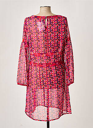 Robe mi-longue imprimé fantaisie manches longues rose LA FIANCEE DU MEKONG femme