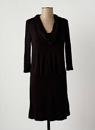 Robe mi-longue coupe fluide manches longues noir COLLINE femme
