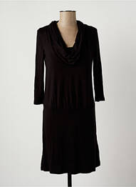 Robe mi-longue coupe fluide manches longues noir COLLINE femme