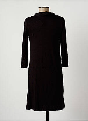 Robe mi-longue coupe fluide manches longues noir COLLINE femme