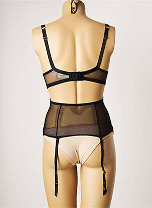 Guêpière/porte-jarretelle effet matière satinée noir VALEGE femme