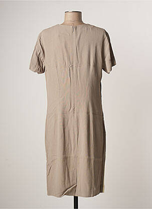 Robe mi-longue tissage crêpe manches courtes gris NICE THINGS femme