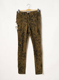 Pantalon slim broderie rivets taille normale vert OBEY PROPAGANDA femme