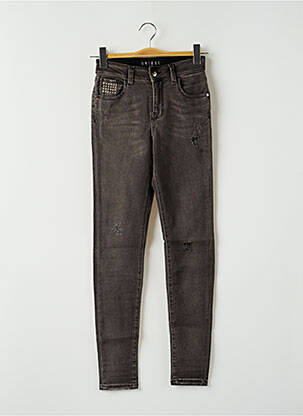 Jeans coupe slim effet usé délavé taille haute gris UNIQUE DNM femme