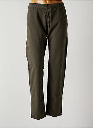 Pantalon chino fermeture zippée sous rabat boutonné taille normale vert ISLOW femme