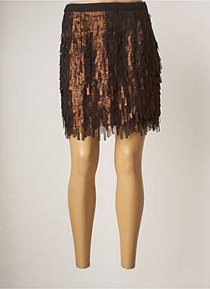 Jupe courte coupe droite marron HUIT SIX SEPT femme