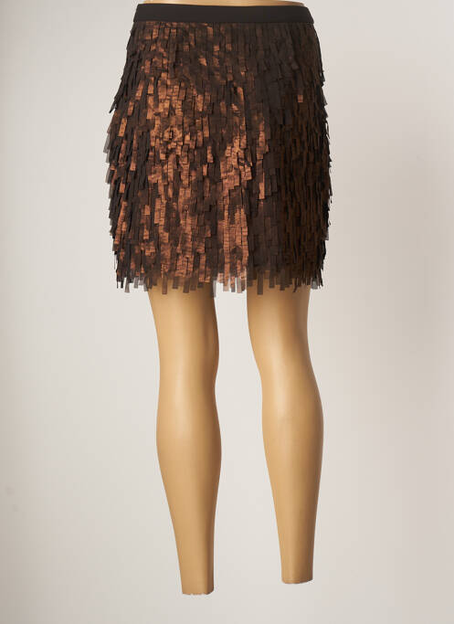 Jupe courte coupe droite marron HUIT SIX SEPT femme