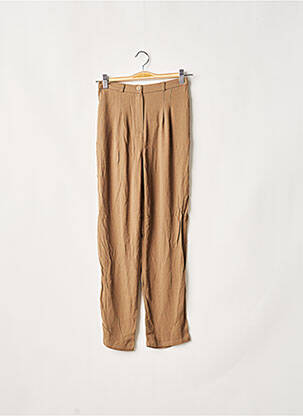 Pantalon chino fermeture zippée sous rabat boutonné taille normale marron AMERICAN VINTAGE femme