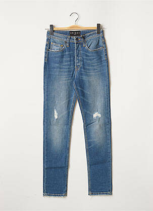 Jeans coupe droite effet usé délavé taille normale bleu UNIQUE DNM femme