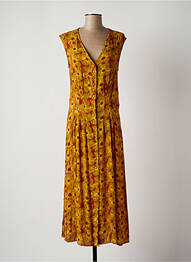 Robe longue imprimé fleurs sans manche jaune FIVE femme