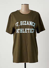 T-shirt sérigraphie manches courtes vert BIZANCE femme
