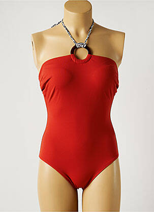 Maillot de bain 1 pièce imprimé fantaisie haut soutien-gorge moulé orange EMPREINTE femme