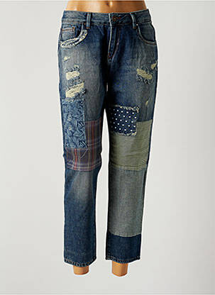 Pantalon 7/8 fermeture zippée sous rabat boutonné taille normale bleu LTB femme