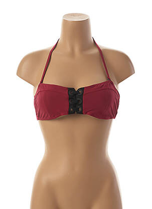 Haut de maillot de bain fermeture liens à nouer haut soutien-gorge moulé rouge BANANA MOON femme
