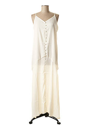 Robe longue manches bretelles ajustables sans manche beige ELLI WHITE femme