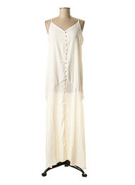 Robe longue manches bretelles ajustables sans manche beige ELLI WHITE femme