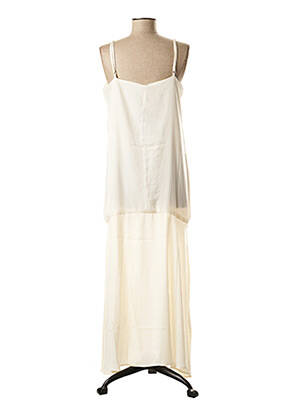 Robe longue manches bretelles ajustables sans manche beige ELLI WHITE femme