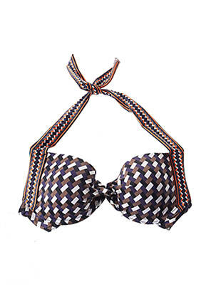 Haut de maillot de bain stretch haut soutien-gorge push-up marron MORGAN femme