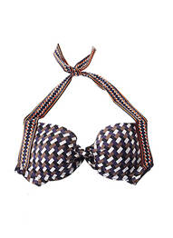 Haut de maillot de bain stretch haut soutien-gorge push-up marron MORGAN femme