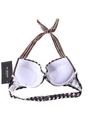 Haut de maillot de bain stretch haut soutien-gorge push-up marron MORGAN femme