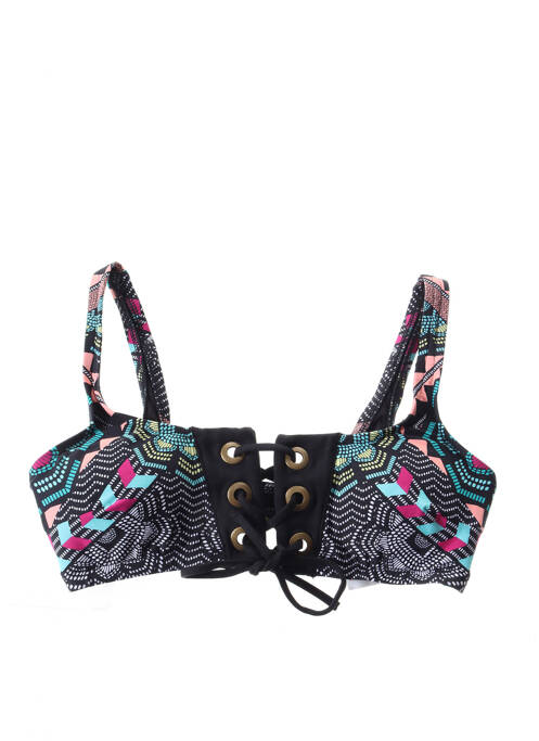 Haut de maillot de bain fermeture liens à nouer haut soutien-gorge avec mousse de rembourrage amovible noir RIP CURL femme