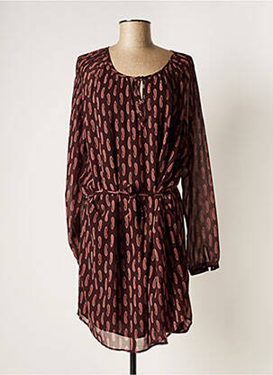Robe mi-longue imprimé fantaisie manches longues violet IKKS femme