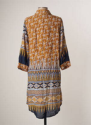 Robe mi-longue coupe fluide manches longues marron ICONIQUE femme