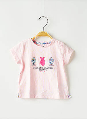 T-shirt rose WEEK END A LA MER pour fille