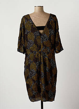 Robe mi-longue coupe fluide manches courtes noir ONE STEP femme