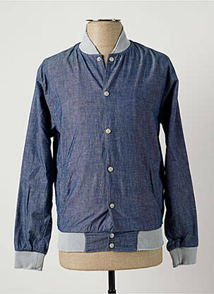 Blouson finition bords-côtes bleu SERGE BLANCO homme