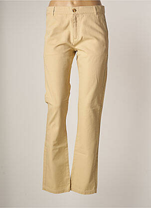 Pantalon chino fermeture zippée sous rabat boutonné taille normale beige PK214 femme