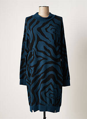 Robe mi-longue manches longues manches longues bleu QUATTRO femme