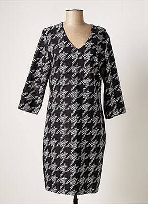 Robe mi-longue manches 3/4 manches 3/4 noir QUATTRO femme