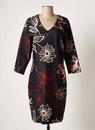 Robe mi-longue manches 3/4 manches 3/4 noir QUATTRO femme