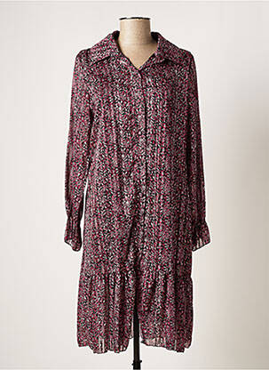 Robe mi-longue coupe fluide manches longues rouge QUATTRO femme