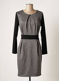 Robe mi-longue imprimé fantaisie manches longues gris QUATTRO femme