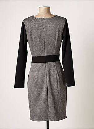 Robe mi-longue imprimé fantaisie manches longues gris QUATTRO femme