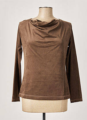 Top stretch manches longues marron QUATTRO femme