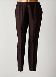 Pantalon droit tissage crêpe taille haute marron QUATTRO femme