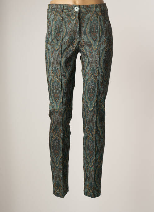 Pantalon chino fermeture zippée sous rabat boutonné taille normale vert LE PETIT BAIGNEUR femme