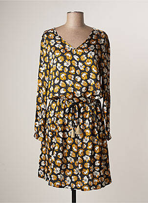 Robe mi-longue imprimé fleurs manches longues jaune LE PETIT BAIGNEUR femme